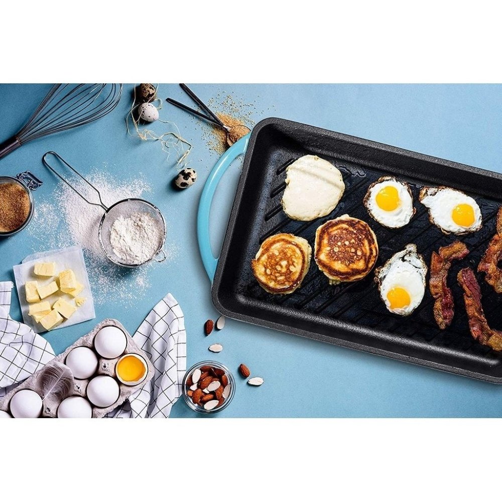 Bruntmor Pre-Seasoned Cast-Iron Rectangular Grill Pan